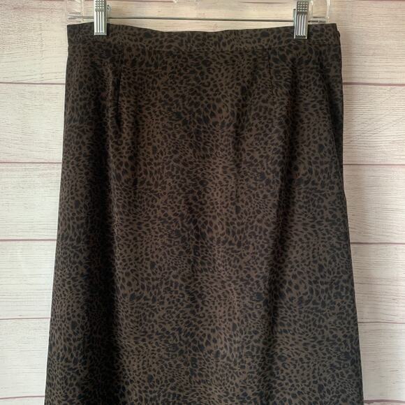 Vintage Breckenridge Brown and Black Leopard Print Skirt Midi 12P - Picture 13 of 16